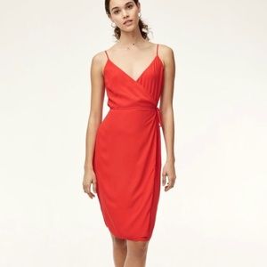 Aritzia Babaton Neval Wrap Midi Dress Flame Scarlet XS